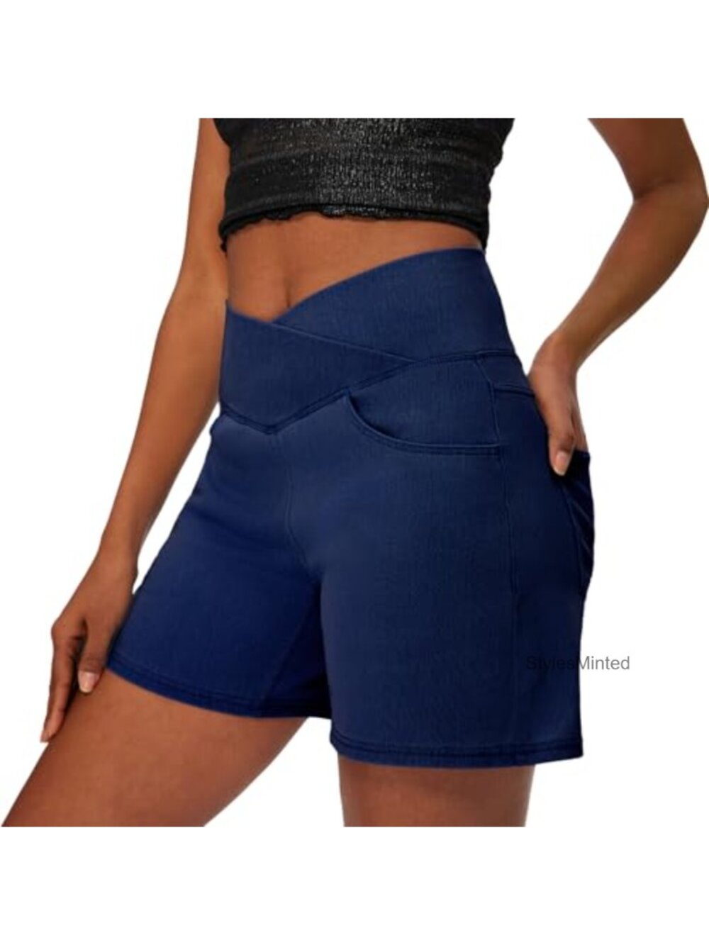 Women's Pull-On Stretchy Jean Shorts High-Waisted A-Line Denim Shorts with